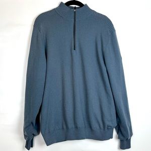 Nike Golf Sweater Men M Blue Wool Blend Tour Performance 1/4 Zip Lined Active